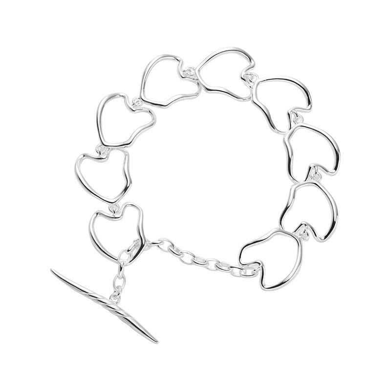 925 Sterling Silber Unregelmäßig Geformte OT Schnalle Hohl Liebe Armband Weibliche Einfache Nische Design Vielseitiges Armband
