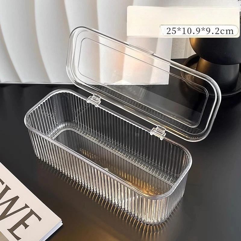 Cosmetic Storage Box with Dust Cover: Multi-functional Bathroom Organiser for Makeup Brushes & Lipstick Storage