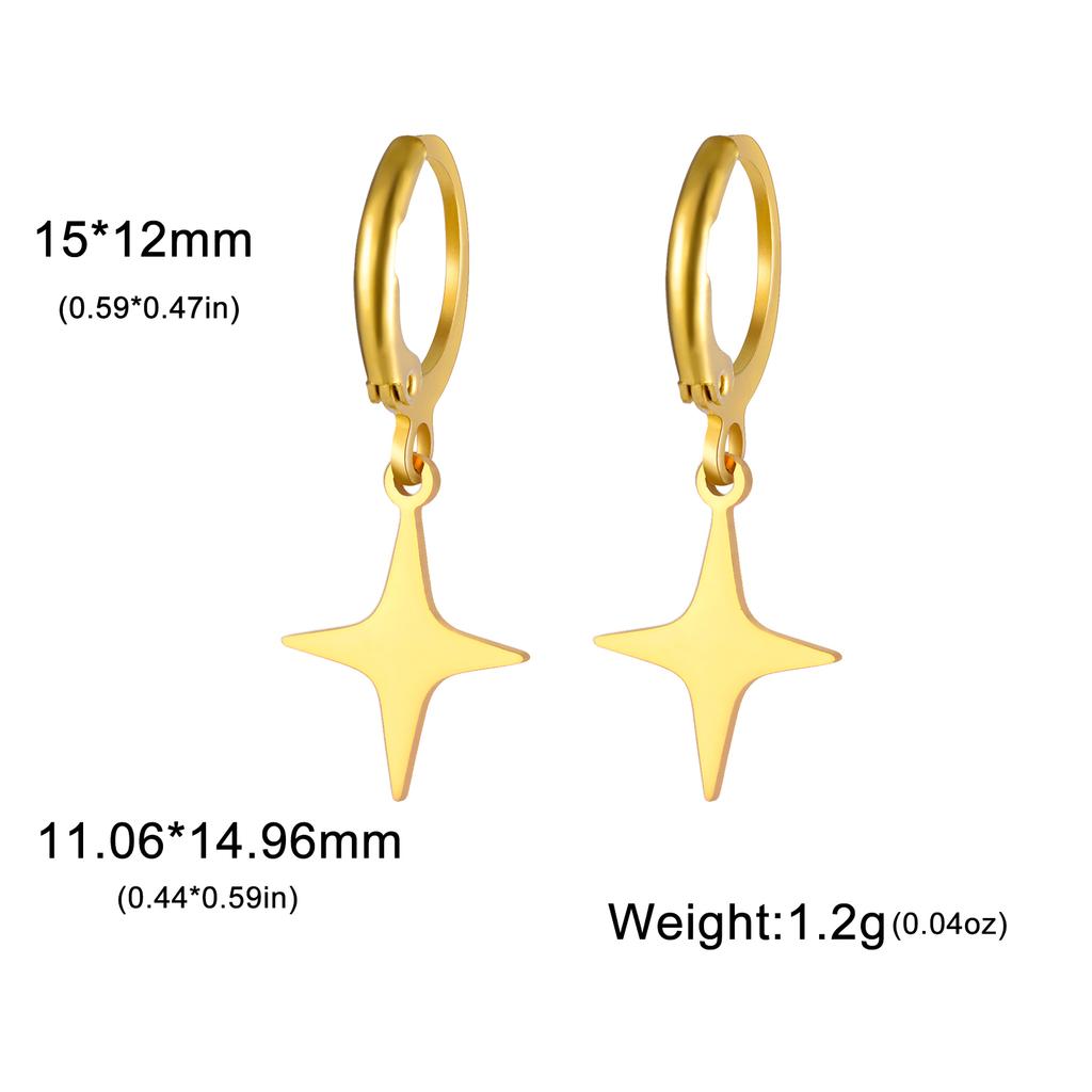 Moon Star Drop Earrings for Women Gold Stainless Steel Hoop Earrings Simple Fashion Jewelry Gift