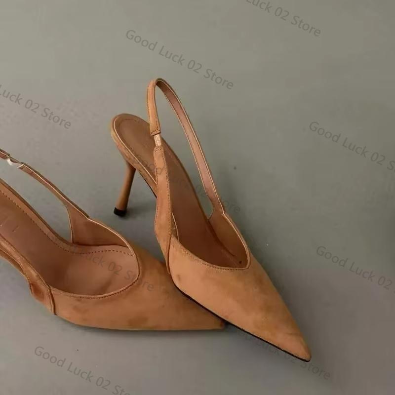 Fashion 2025 Ladies Shoes Slingbacks Women's High Heels Fashion Dress Pumps Women Shallow Pointed Toe Thin Heel Slip on Women's Sandals