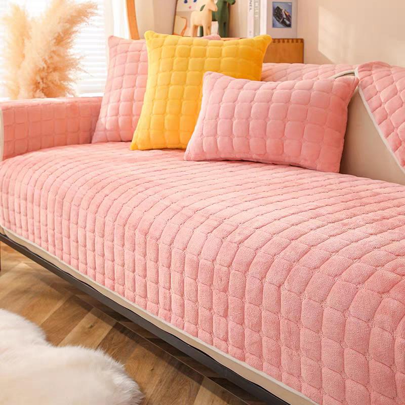 Flannel Practical Sofa Cushion, Simple and Fashionable Plush Cushion, Thickened Flannel Sofa Towel for All Seasons