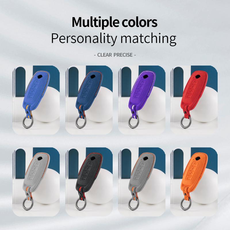 Alcantara Suede 4 Buttons Car Key Case Cover Key Bag Fob Accessories For Nissan X-trail T33 Qashqai J12 Altima Teana Ariya 2022