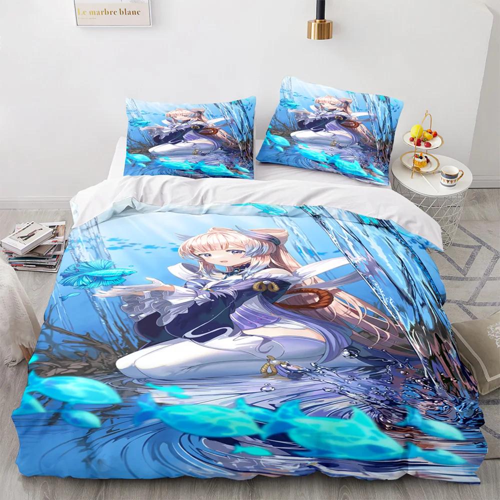 Game Genshin Impact Comforter Bedding Sets Quilt Bed Cover Duvet Cover Pillow Case 2-3 Pieces Sets Kids Adult Size