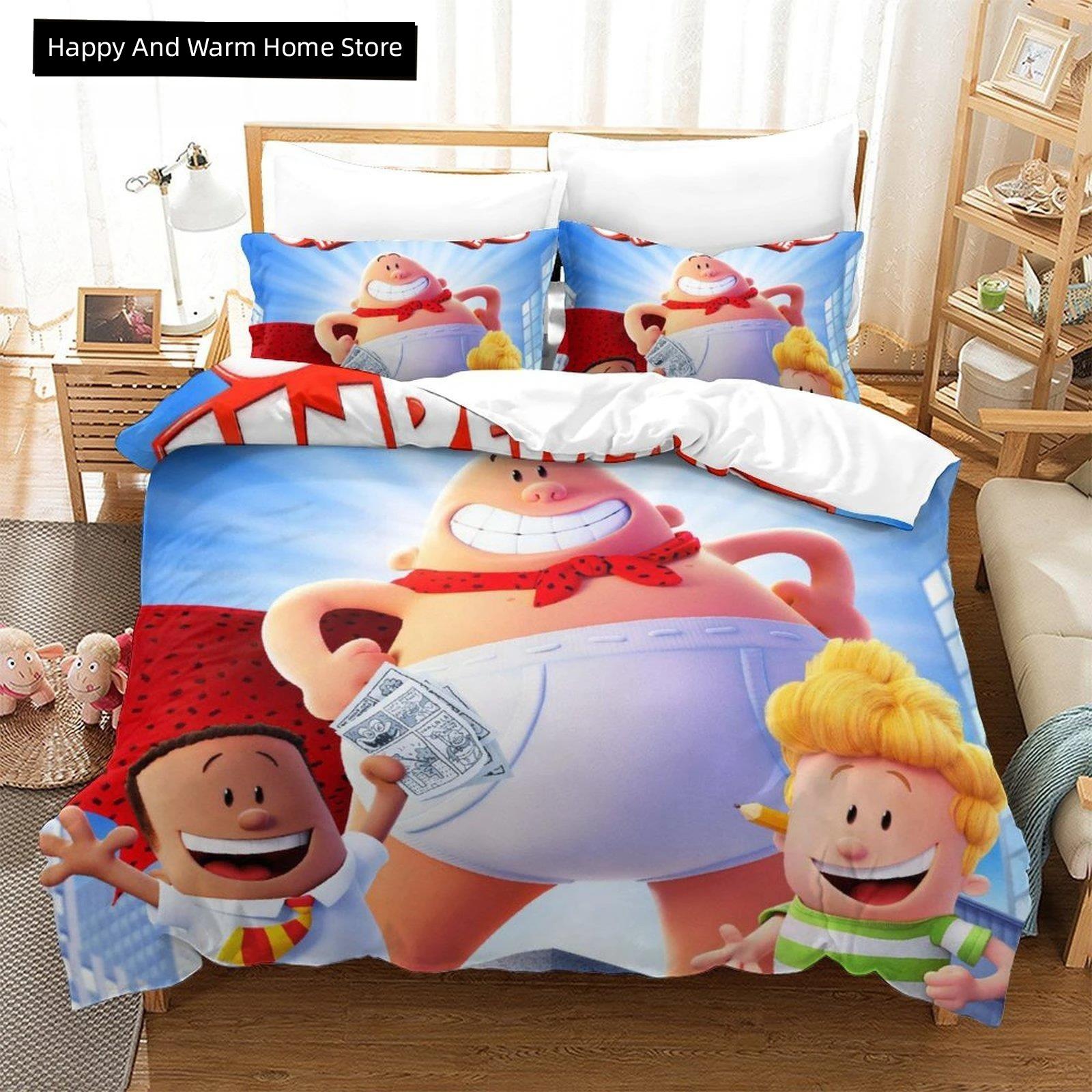 

Comforter Fashion Cartoon Kawaii Captain Underpants Bedding Set Single Twin Full Queen King Size Bed Set Adult Boy Bedroom s Comforter (quilt)-EU Single(135*200cm)3pcs