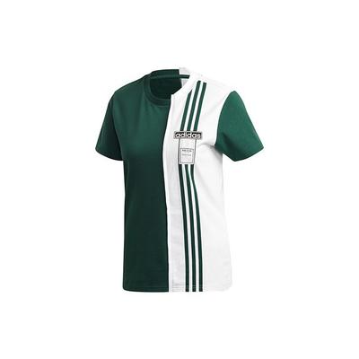 adidas Adibreak Tee Logo Print Spliced Breathable Sports Round Neck Short Sleeve T-Shirt Women Tops Green GJ6584