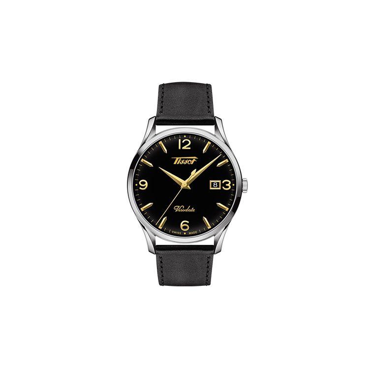 TISSOT Montre  S&eacute;rie V8 Mouvement Quartz &Eacute;tanche 30M Bo&icirc;tier Acier Inoxydable Cadran Noir Bracelet Cuir Montres Homme Argent T118.410.16.057.01 Regular Watch Box,Black Dial
