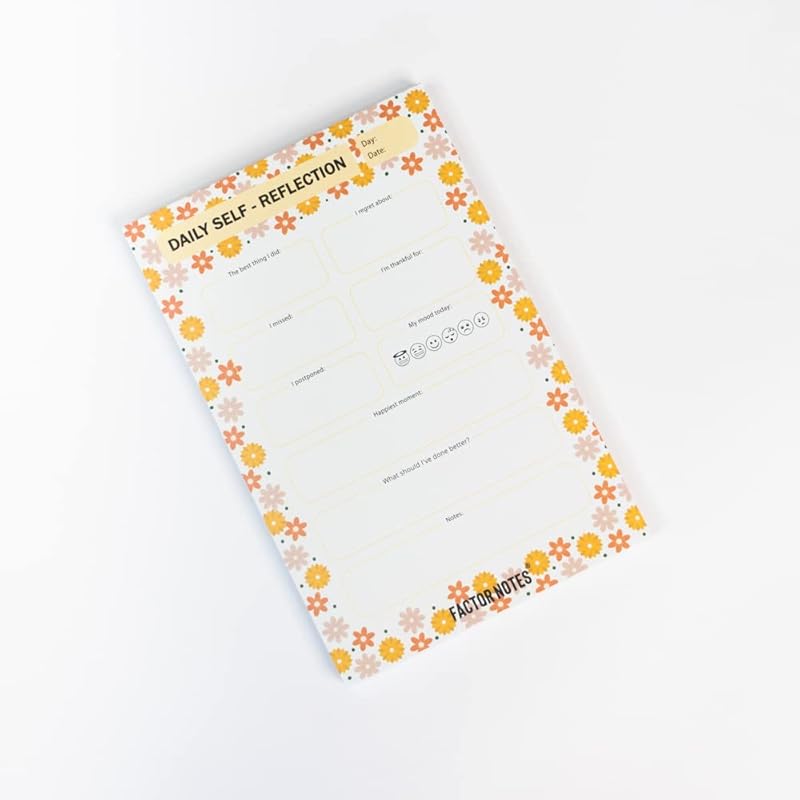 Factor Notes Tear-Off Notepads:A5 Sized|90 Sheets|90 Gsm(Daily Self Reflection) a5