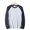 Men's Autumn Round Neck Raglan Long Sleeve T-Shirt, Casual Color-Blocking Pure Cotton Base Shirt, Trendy