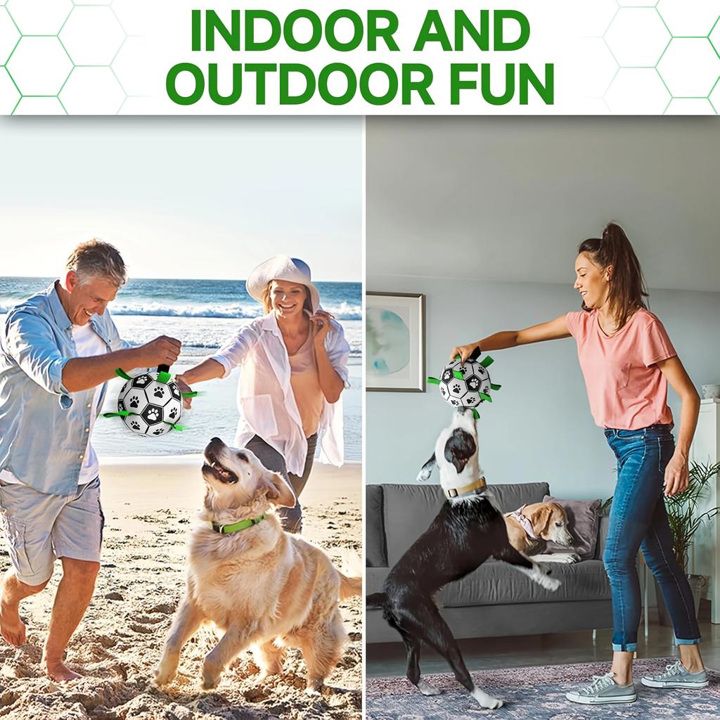 Interactive Dog Soccer Toy with A Grip Ring Durable Water Ball for Dogs Dog Chasing and Playing Toy Without Battery