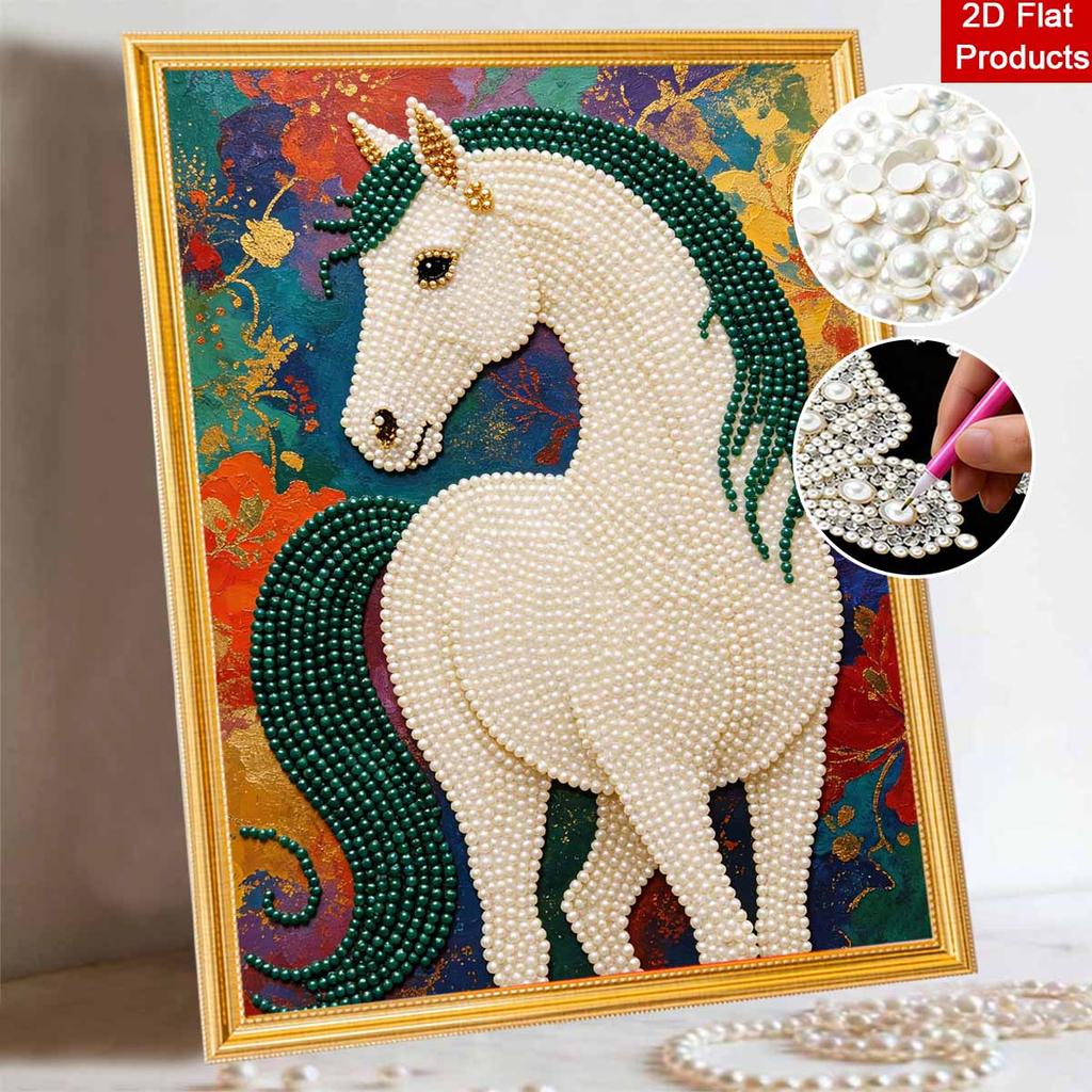 5D Pearl Painting Handmade DIY Elegant Horse Home Office Desktop Decoration Painting