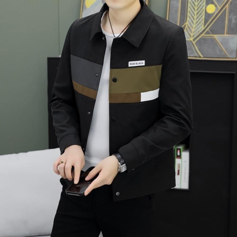 New Coat Men's Spring and Autumn Trendy Slim Korean Style Handsome Lapel Jacket Simple and Versatile Casual