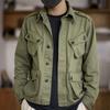 Bomber Jacket Men Multi-pockets Single Breasted Military Tactical Jacket Spring Autumn Windbreaker Solid Long Sleeve Retro Coat