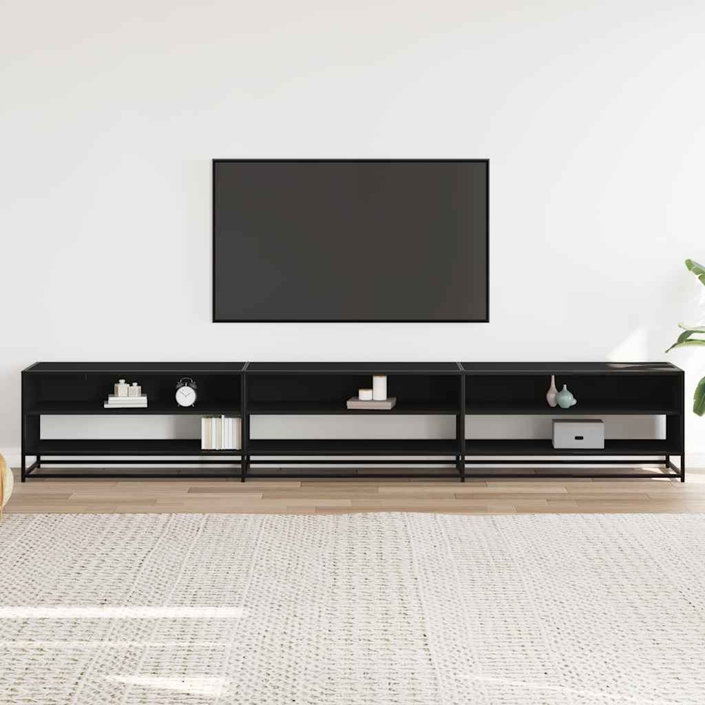 Vidaxl Szafka Pod Tv, Czarna, 270X40X46 Cm, Materiał Drewnopochodny