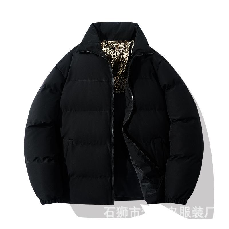 

Winter Warm Jackets for Men Quilted Casual Lightweight Windproof Coat With Pockets Stand Collar Work Windbreakers Jacket Men s Thermal Cargo Jackets S чёрный