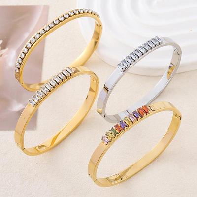 New Luxury 18K Gold-Plated Titanium Steel Zirconia Bracelet for Women