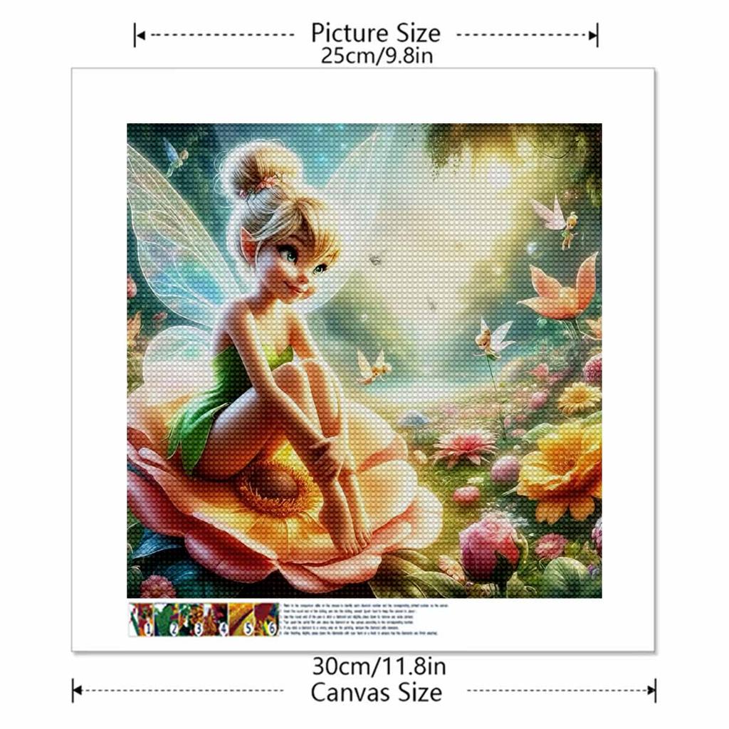 5D DIY Diamond Painting Decorative Flower Fairy Flowers Looks Back Full Round Drill Scenery Diamond Embroidery Cross Stitch Kits Home Decor Gift