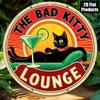 Vintage 8x8 Inch Retro The Bad Kitty Lounge Tin Metal Sign Wall Art Decor Flat 2D Metal Plaque for Bar Cafe Home Man Cave