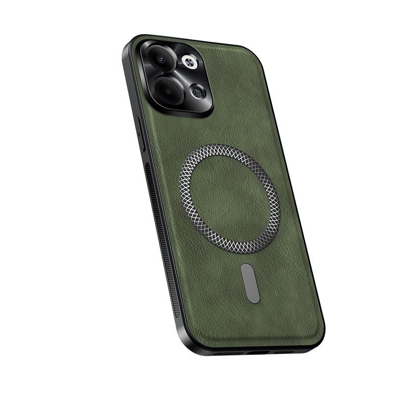 For Oppo Reno 9 and Reno 9 Pro Case Magnetic Elegant Leather Wear-Resistant Lens Fully Covered Non-Slip Grip Edge Cover Shell