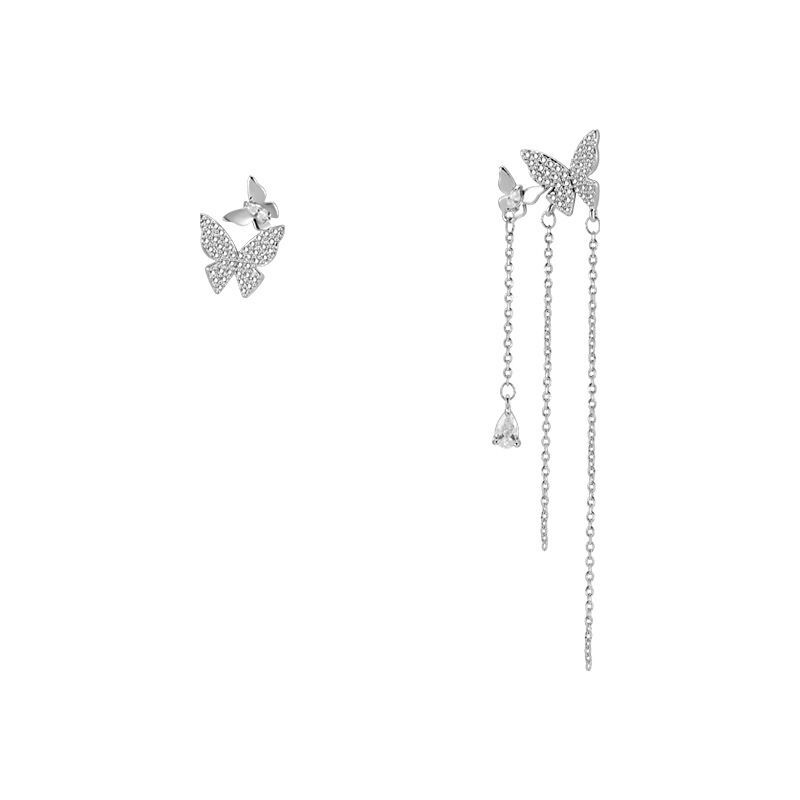 Light luxury niche design long fringed earrings female super fairy ins butterfly earrings fashion temperament cold wind