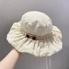 Women's New Sun Hats Korean Style Checkered Button Pleated Fisherman's Hat Thin Breathable Beach Sun Hat Spring Summer Cute Cap
