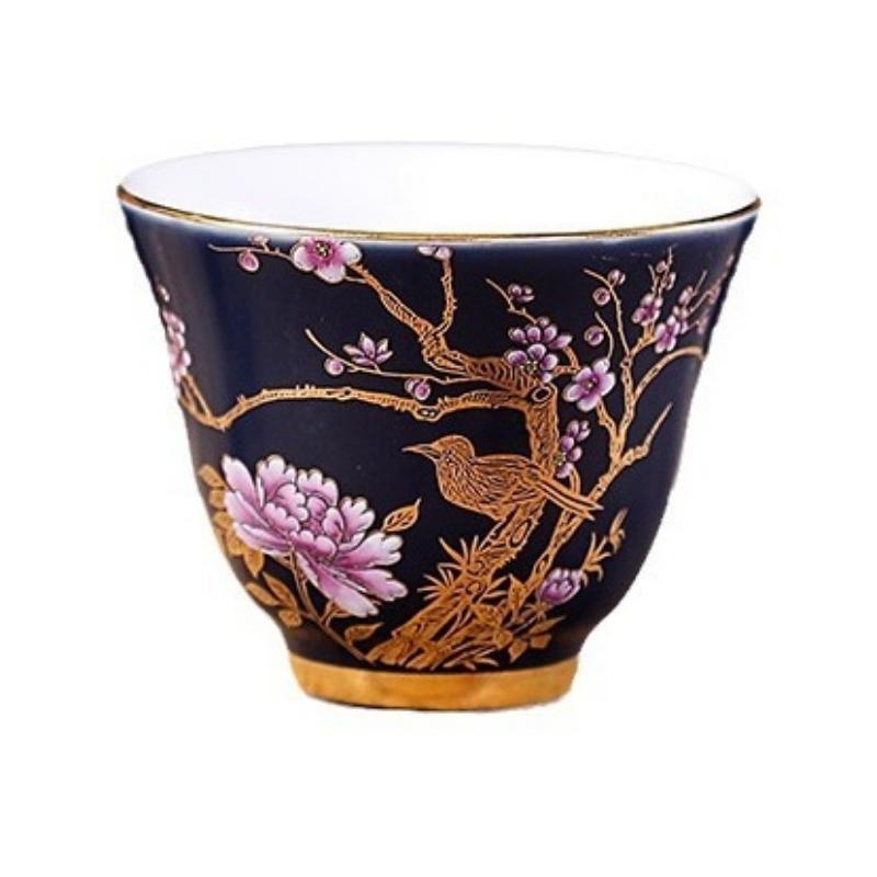 Set de ceai din ceramică, set de ceaiuri, albastru, auriu, pictat, ceașcă Master, accesorii pentru masă de ceai, set de ceai Kung Fu, cești de ceai pictate manual creative