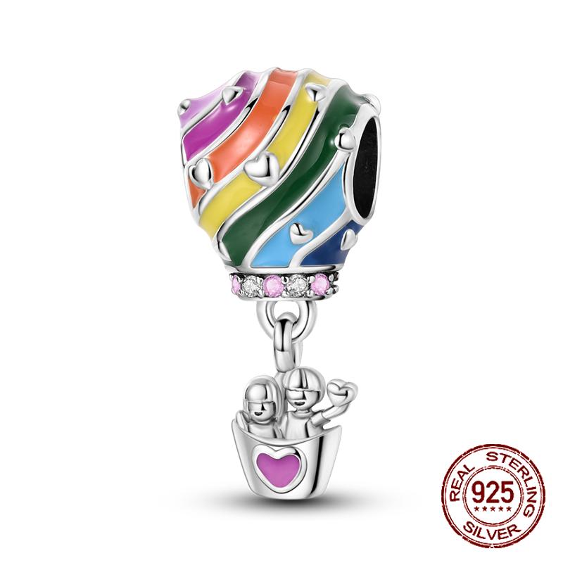 Newest Charm Bead Air Balloon Colorful Copper Love Family Dangle Fit 4Mm Hole Diamete Bracelet Diy Jewelry