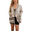 New Autumn/winter Hot-selling Knit Jackets, Plus-size Pocket Color-block Cardigan, Sweaters for Women