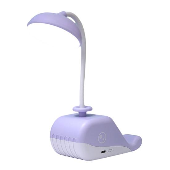 Cartoon Whale Night Light USB Type-C Fast Rechargeable Desk Lamp with Mobile Phone Holder Bendable Warm White Light Desk Light for Students Eye