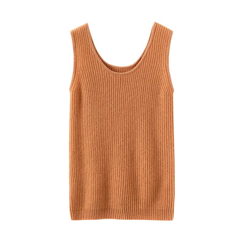 Women's Cashmere Spaghetti Strap Tank: Slimming, Sleeveless, Versatile Knit with Trendy Back for Autumn and Winter