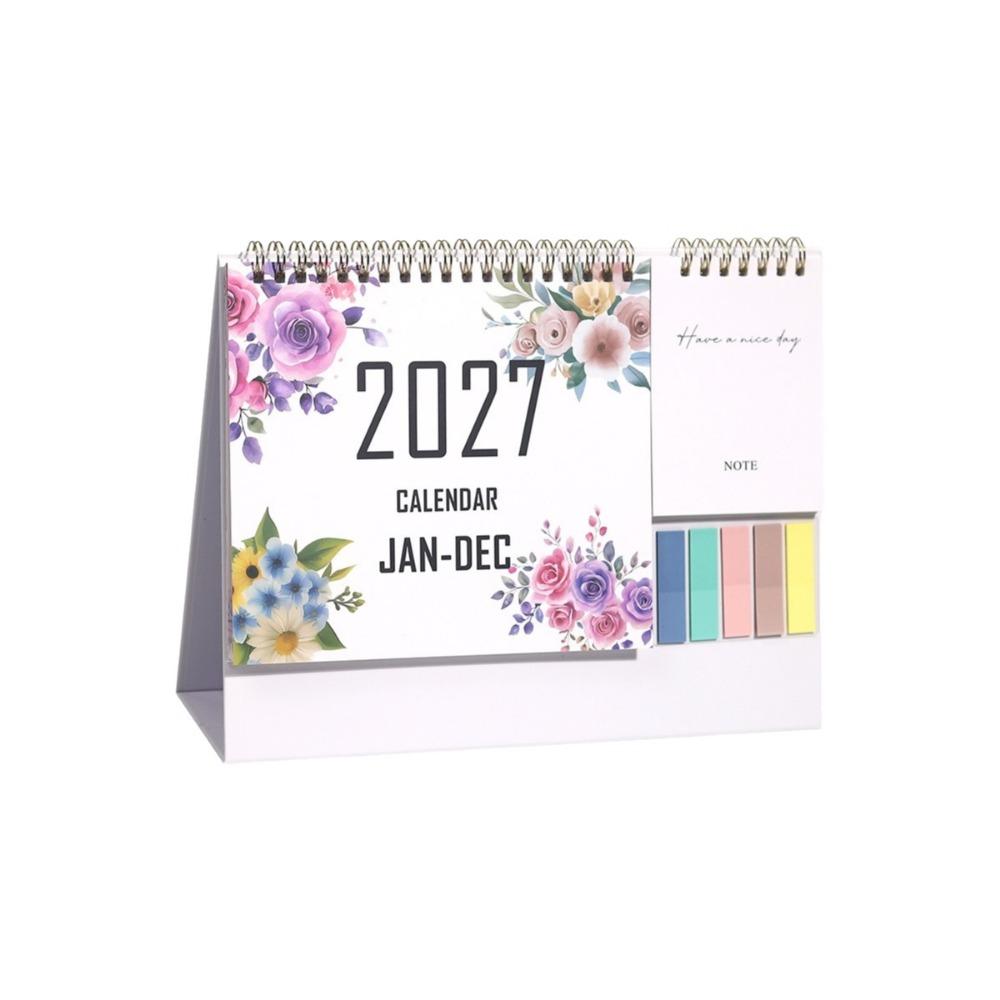 Portable Standing Flip Calendar Spiral Bound Desktop Calendar 2027 Desk Calendar School College