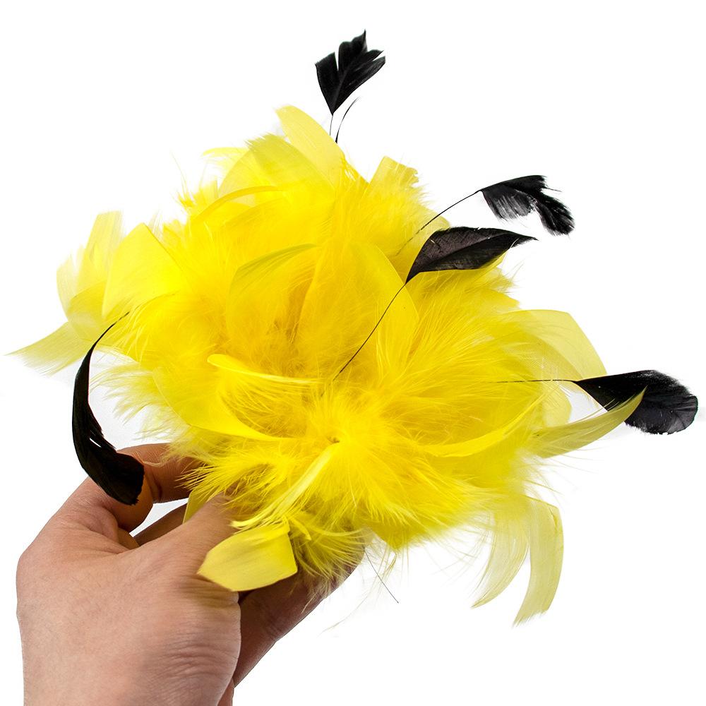 

Аксессуары для волос с перьями для детей и взрослых, аксессуары для выступлений на сцене, шпилька, брошь двойного назначения, украшение из перьев ручной работы жёлтый