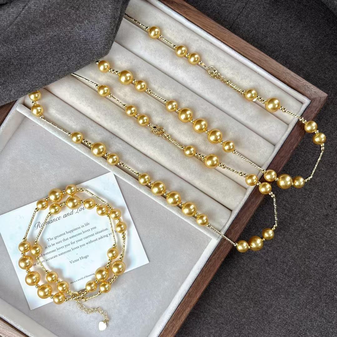 Maillard Style Retro Gold Artificial High Quality Strong Light Artificial Crystal Necklace Collarbone Chain