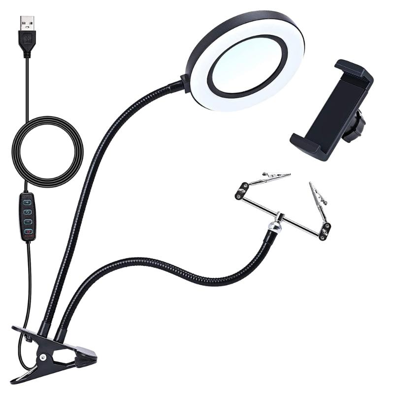 

Upgraded Magnifying Glass with Light 10X Magnifying Desk Lamp Gooseneck Suitable for Reading Close Work Hobbies 72 LED 1