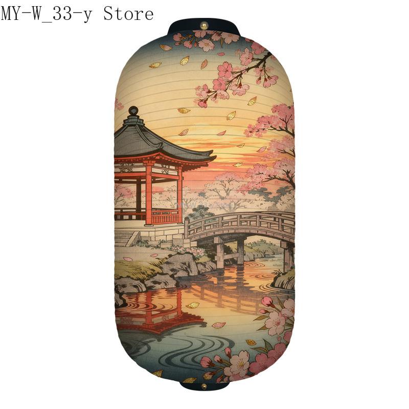 25x50cm Japanese-style Cherry Blossoms Cloth Lantern Ukiyo-e Traditional Printed Lantern Izakaya Cuisine Wedding Party Decor