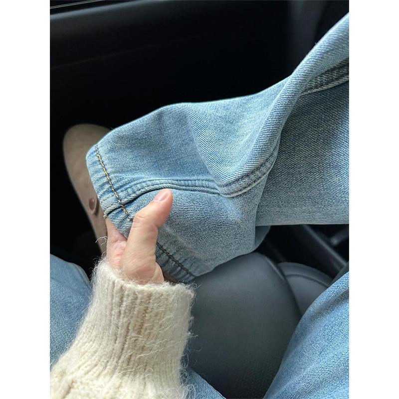 

Зима 2024 Джинсы с высокой посадкой, на флисовой подкладке, облегающие, прямого кроя для женщин плюс-сайз Medium (M)