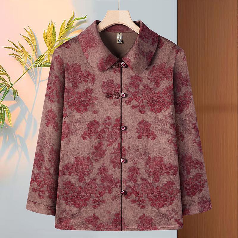 

Mother s 2026 Lapel Jacket for Middle-Aged Women - Stylish, Loose Fit for Spring & Autumn 5XL червоний