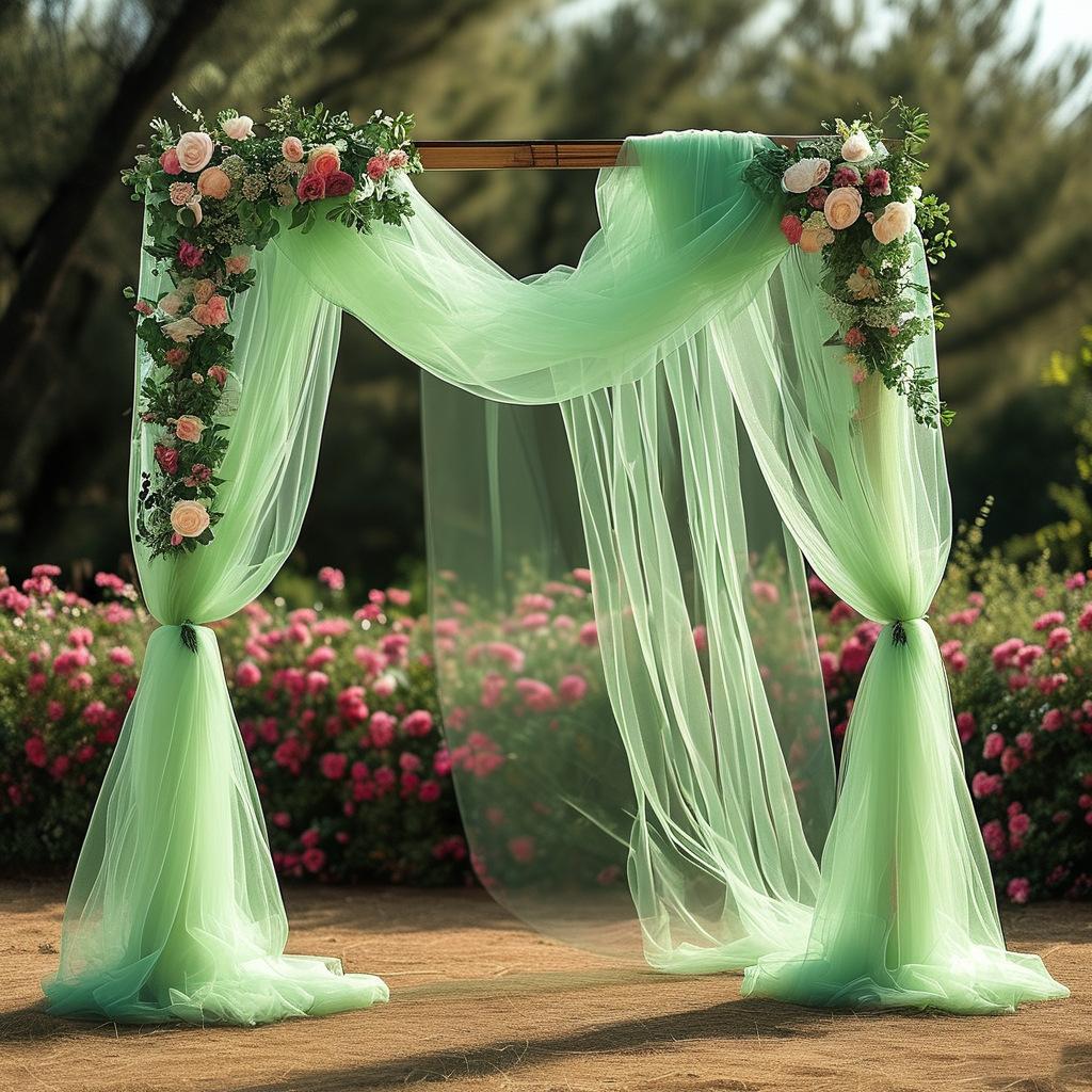 Tüllstoff Himmelblau Transparent Tischläufer Stuhl Schleifen Hintergrund Vorhänge für Babyparty Geburtstag Hochzeit für Party Fotos Dekoration