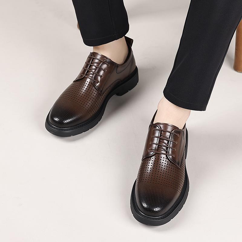 Hot Retro gentlemen's men's shoes High quality luxury style Black Brown adult thick soled shoes Leisure Business Versatile