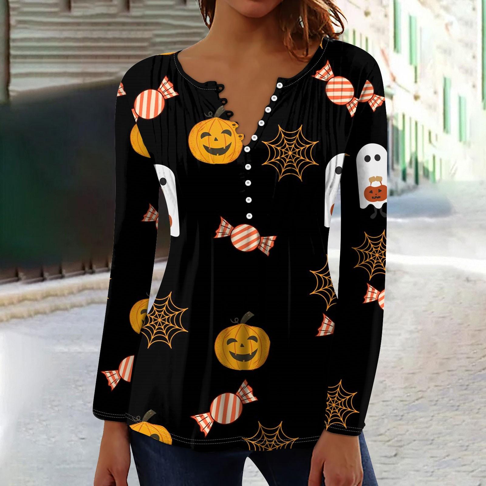 Женский топ с длинными рукавами и плиссированным воротником на пуговицах с принтом — фото 8