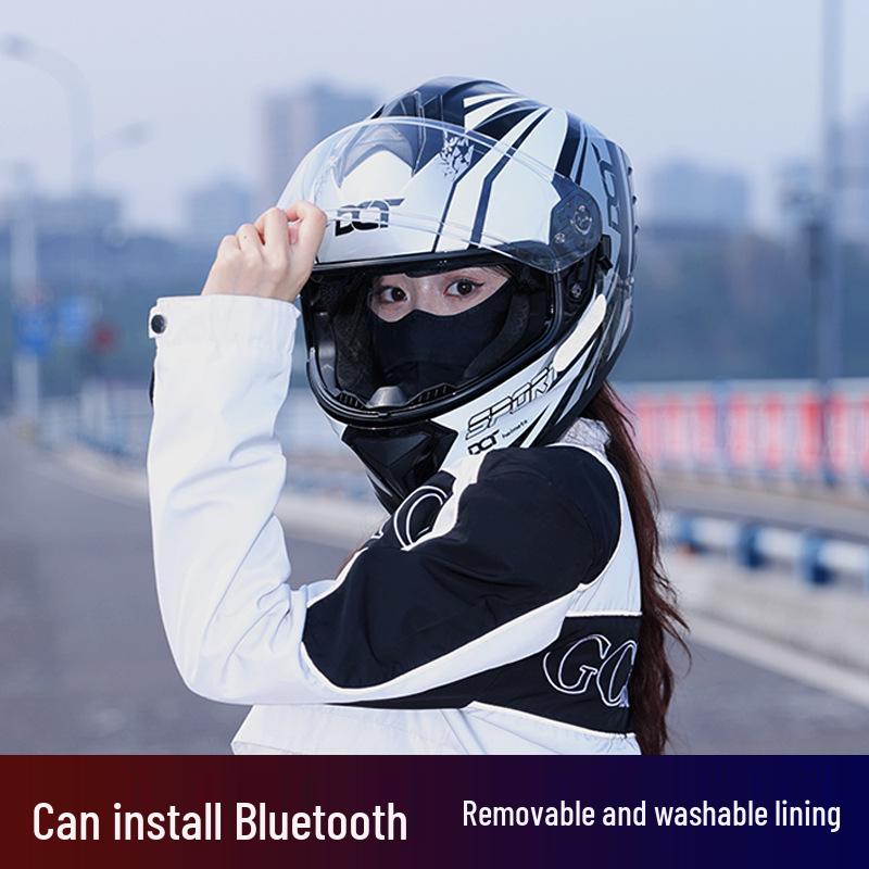 In-Stock Full-Face Double Lens Motorcycle Helmet - Retro Design for Men & Women, Ideal for Street Bikes & Scooters