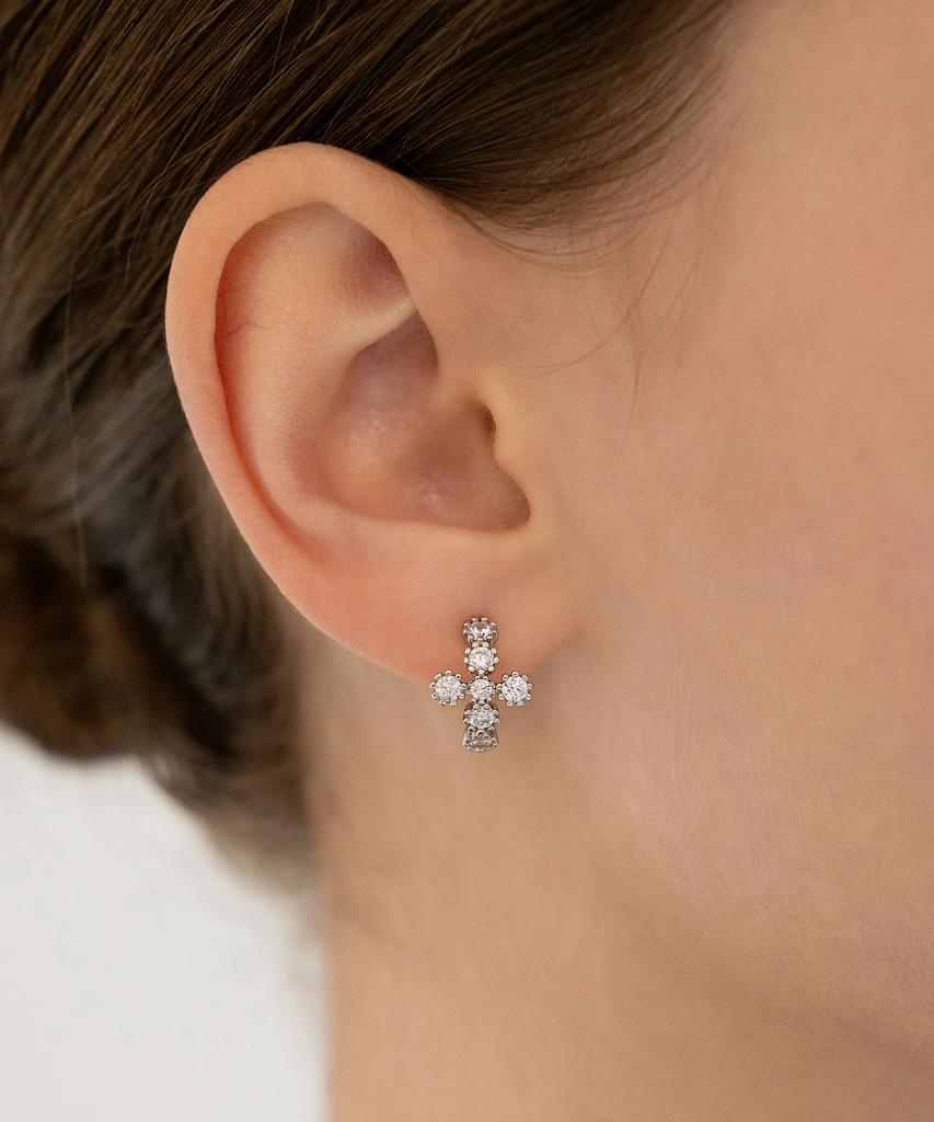 Tatiana Antique Cross Cubic Hoop Earrings Ec3333