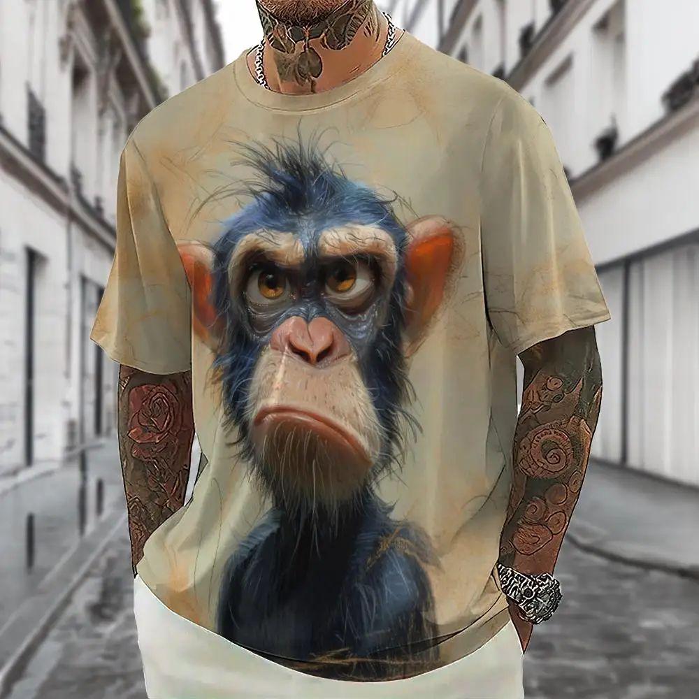 Summer Hip Hop Funny Monkey Men Short Sleeve T-Shirt 3d Print Loose Casual Cute Animal O Collar T-Shirts