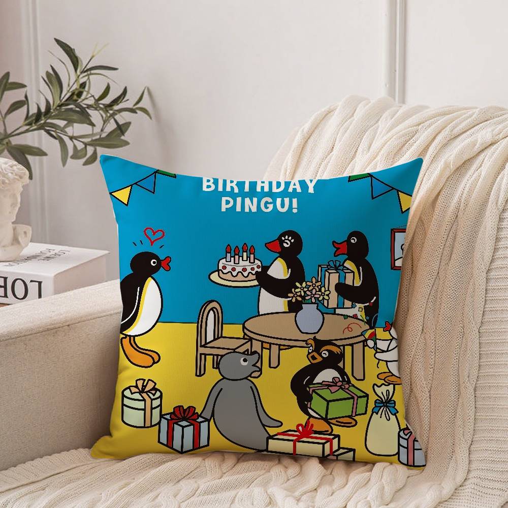 Cute P-PinguS Pillow Case Home Decor Throw For Sofa Bed Car Room Decor Gift Idea 12x12Inch