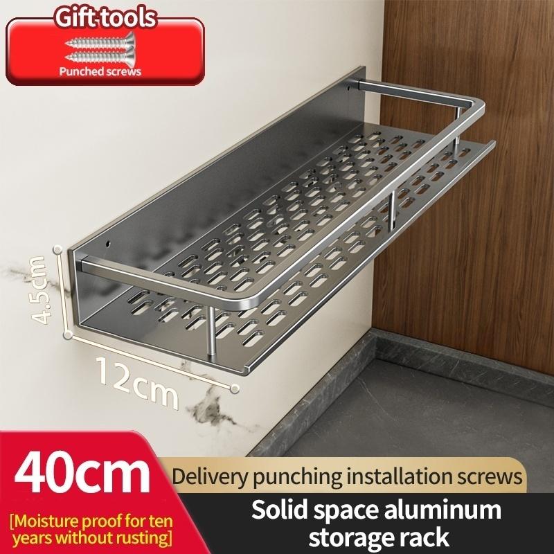 Aluminum Kitchen Wall-Mounted Spice Storage Rack Condiment Rack Multifunctional Household Utensil Rack Kitchen Hanging Organizer