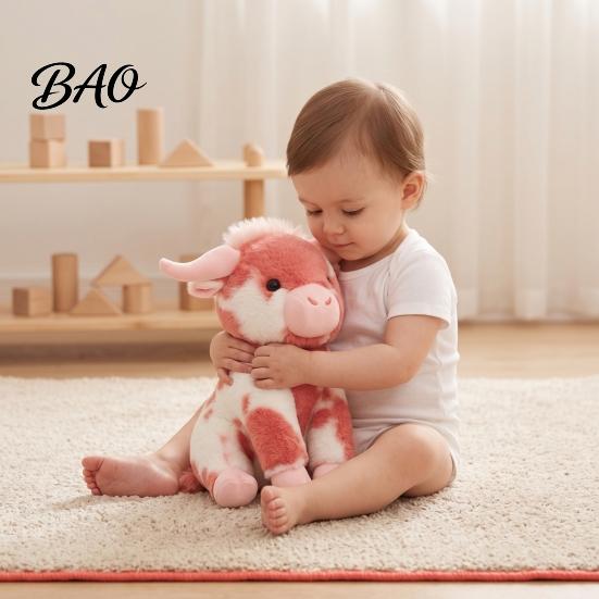Plush Animal Photography Prop Highland Cow Stuffed Toy, Soft Scottish Cattle Doll, Washable Plushie Cute Farm Doll Present for Adults Kids Boys Girls