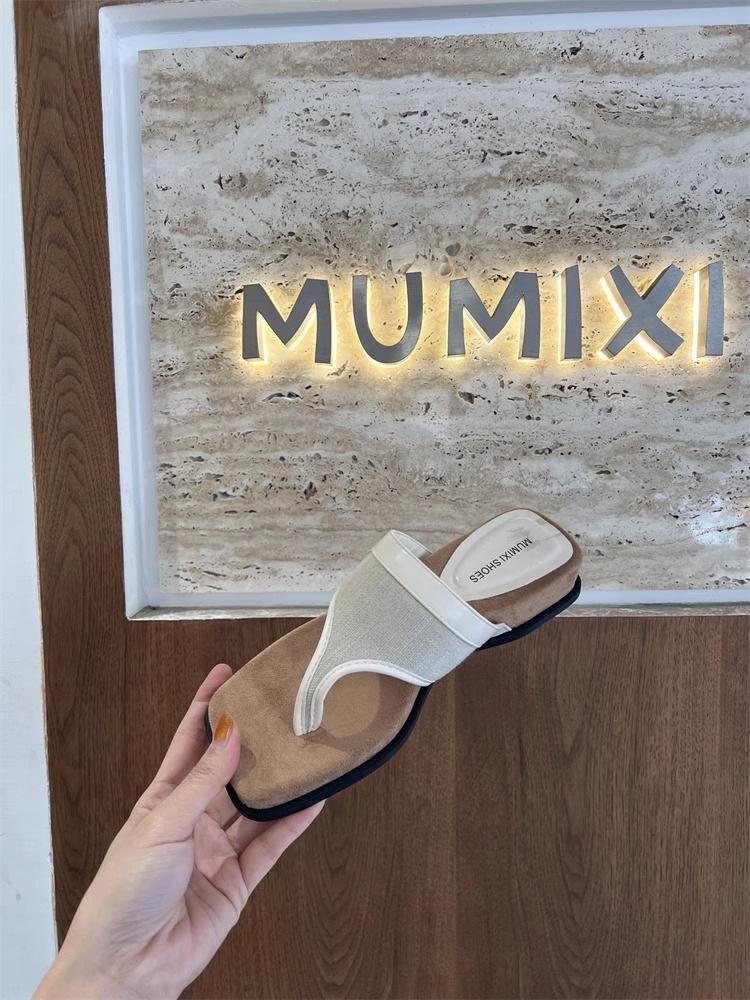 Fé vind sluttande klack muffin tjock sula flip-flops damkläder 2025 ny fransk nisch fyrkantig tå coola tofflor