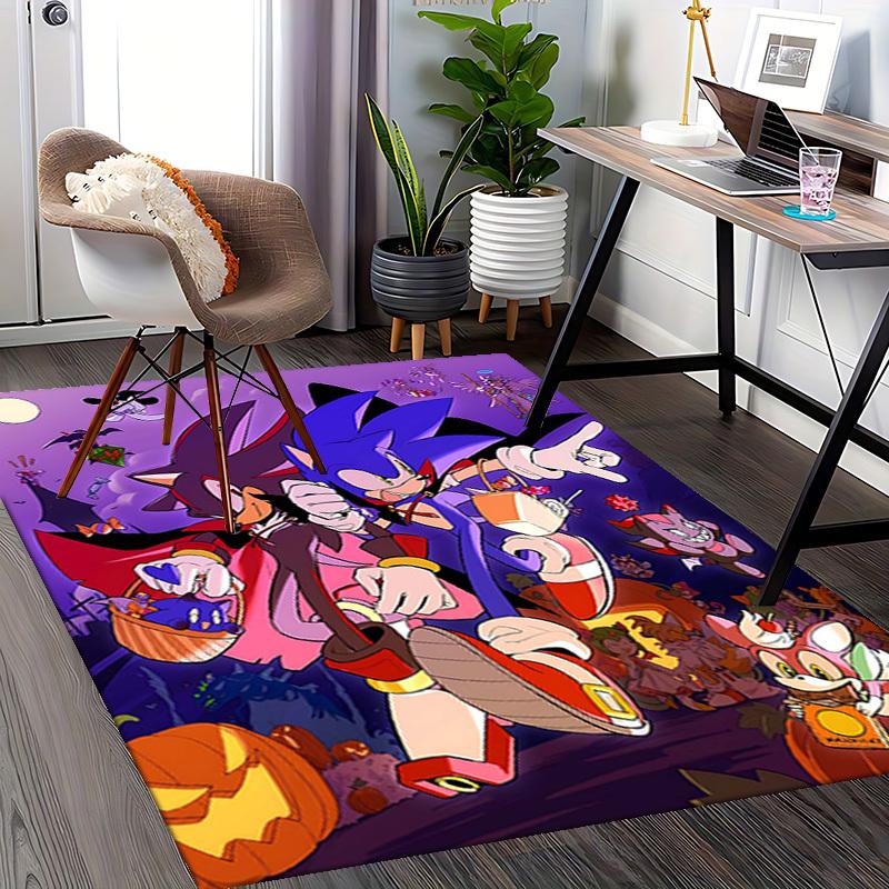 1pc Sonic the Hedgehog Halloween Edition Chair Mat, Anime Cartoon Design, Non-Slip Carpet for Office and Home Decor, Suitable for All Seasons.I045