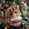 Detailed Woodland Animal Ornaments Pine Cone Christmas Ornaments 2D Flat Acrylic Forest Xmas Tree Pendant Retro Style Pendants Cute Hedgehog