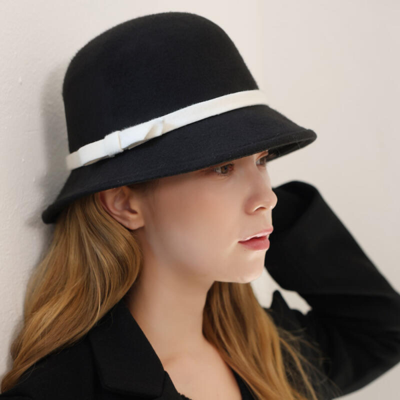 Женская зимняя шляпа-клош, панама-бини Robel black