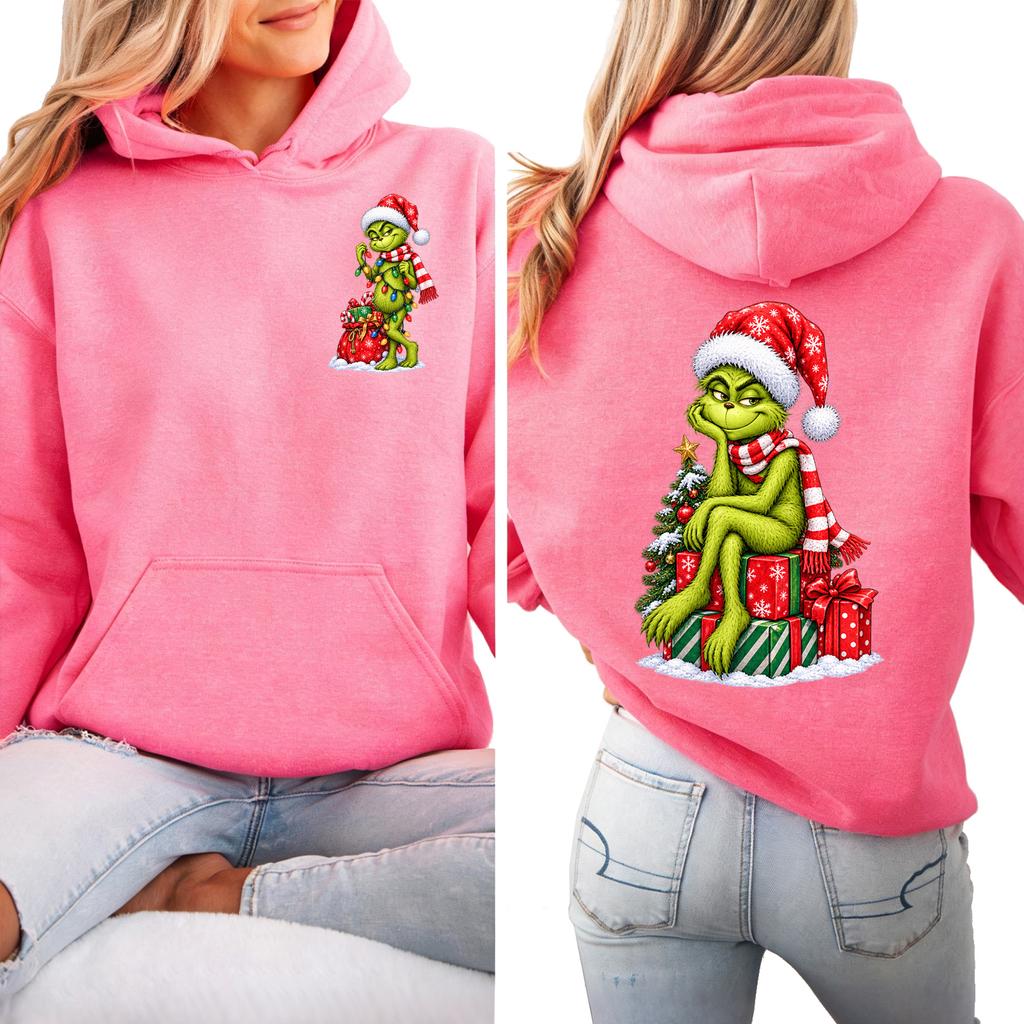 Women's Christmas Lightweight Long Sleeve Hooded Pullover Sweatshirt with Graphic Print